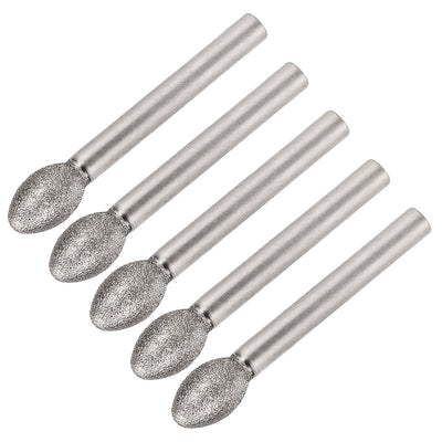 Harfington Uxcell Diamond Burrs Grinding Drill Bits for Carving Rotary Tool 1/4-Inch Shank 10mm Torch-shaped 120 Grit 5 Pcs