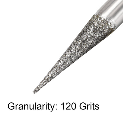 Harfington Uxcell Diamond Burrs Grinding Drill Bits for Carving Rotary Tool 1/4-Inch Shank 6mm Pointed 120 Grit 5 Pcs