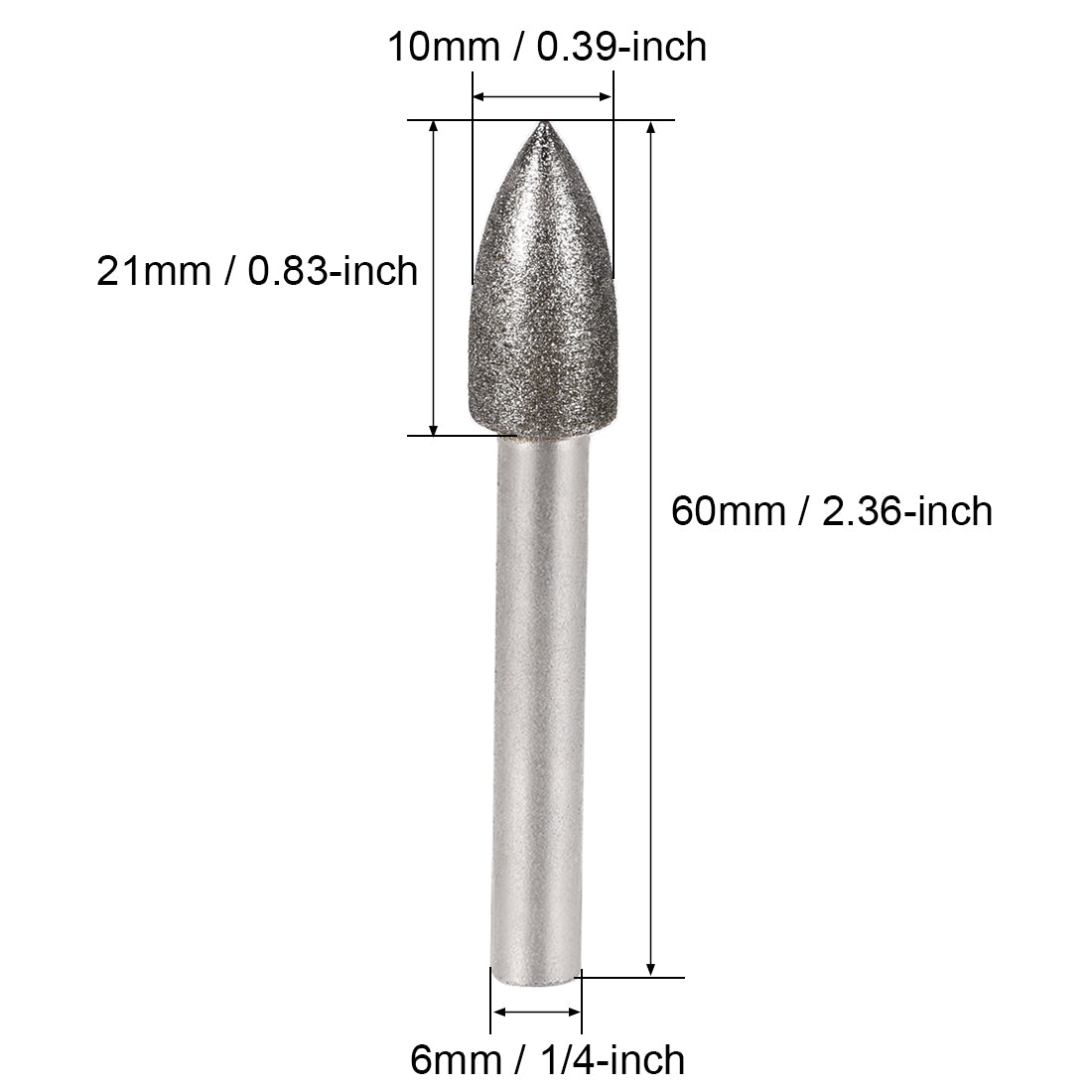 uxcell Uxcell Diamond Burrs Grinding Drill Bits for Carving Rotary Tool 1/4-Inch Shank 10mm Tapered 120 Grit 2 Pcs