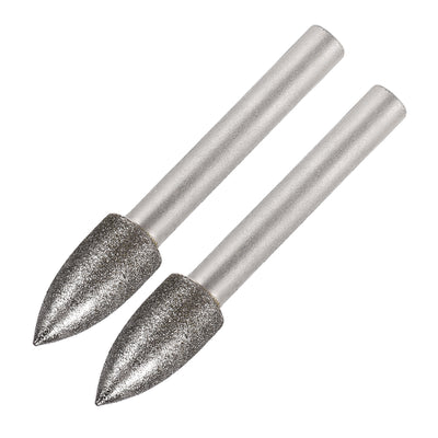 Harfington Uxcell Diamond Burrs Grinding Drill Bits for Carving Rotary Tool 1/4-Inch Shank 10mm Tapered 120 Grit 2 Pcs