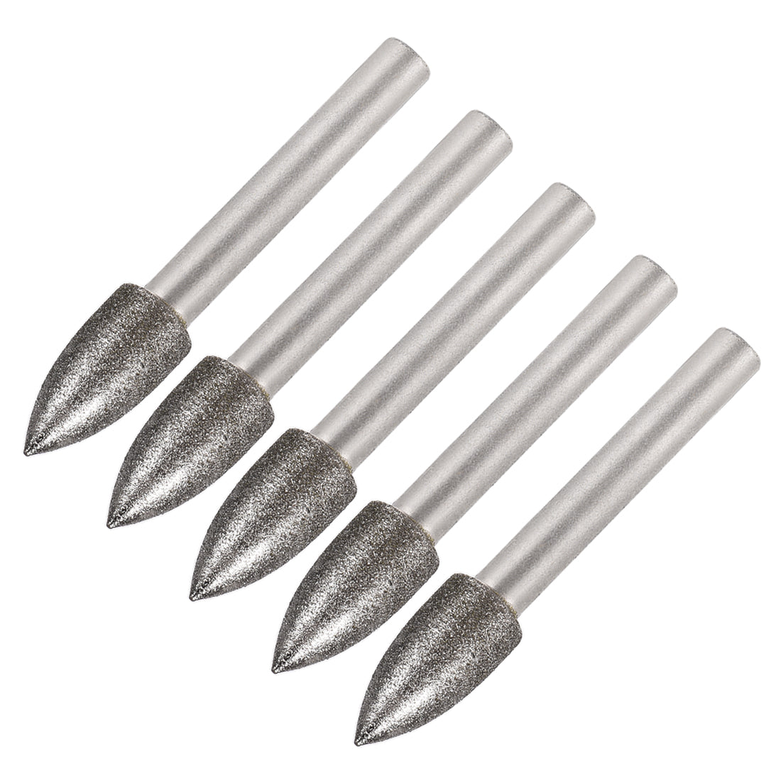 uxcell Uxcell Diamond Burrs Grinding Drill Bits for Carving Rotary Tool 1/4-Inch Shank 10mm Tapered 120 Grit 5 Pcs