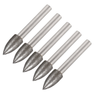 Harfington Uxcell Diamond Burrs Grinding Drill Bits for Carving Rotary Tool 1/4-Inch Shank 10mm Tapered 120 Grit 5 Pcs
