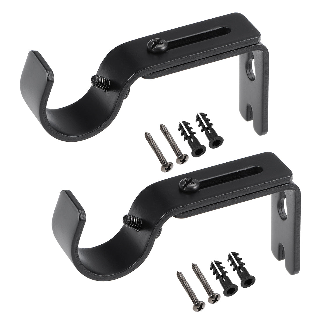 uxcell Uxcell Curtain Rod Bracket Iron Single Holder Support for 26mm Drapery Rod, 90 x 45 x 20mm Black 2Pcs