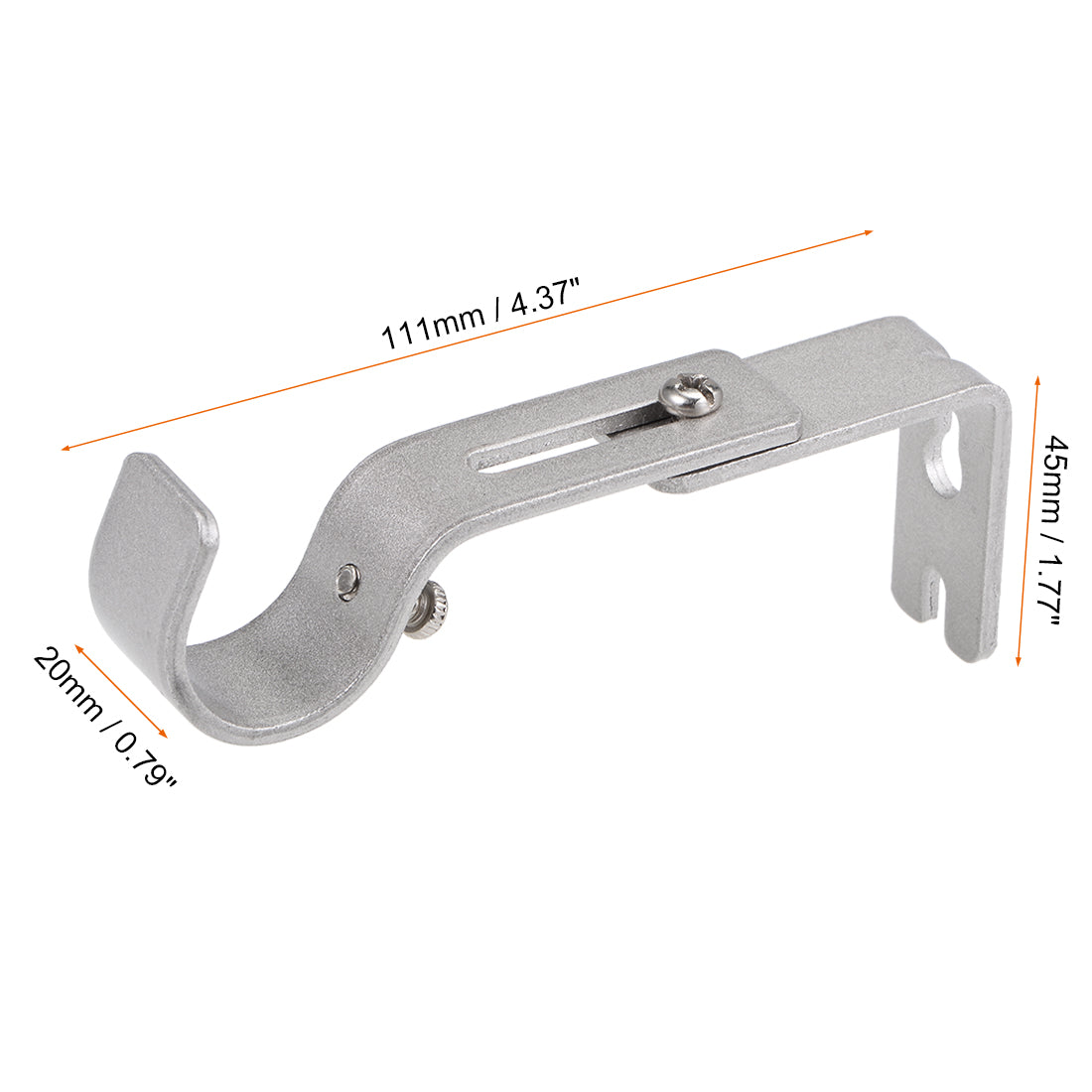 uxcell Uxcell Curtain Rod Bracket Iron Single Holder Support for 26mm Drapery Rod, 90 x 45 x 20mm Silver Tone