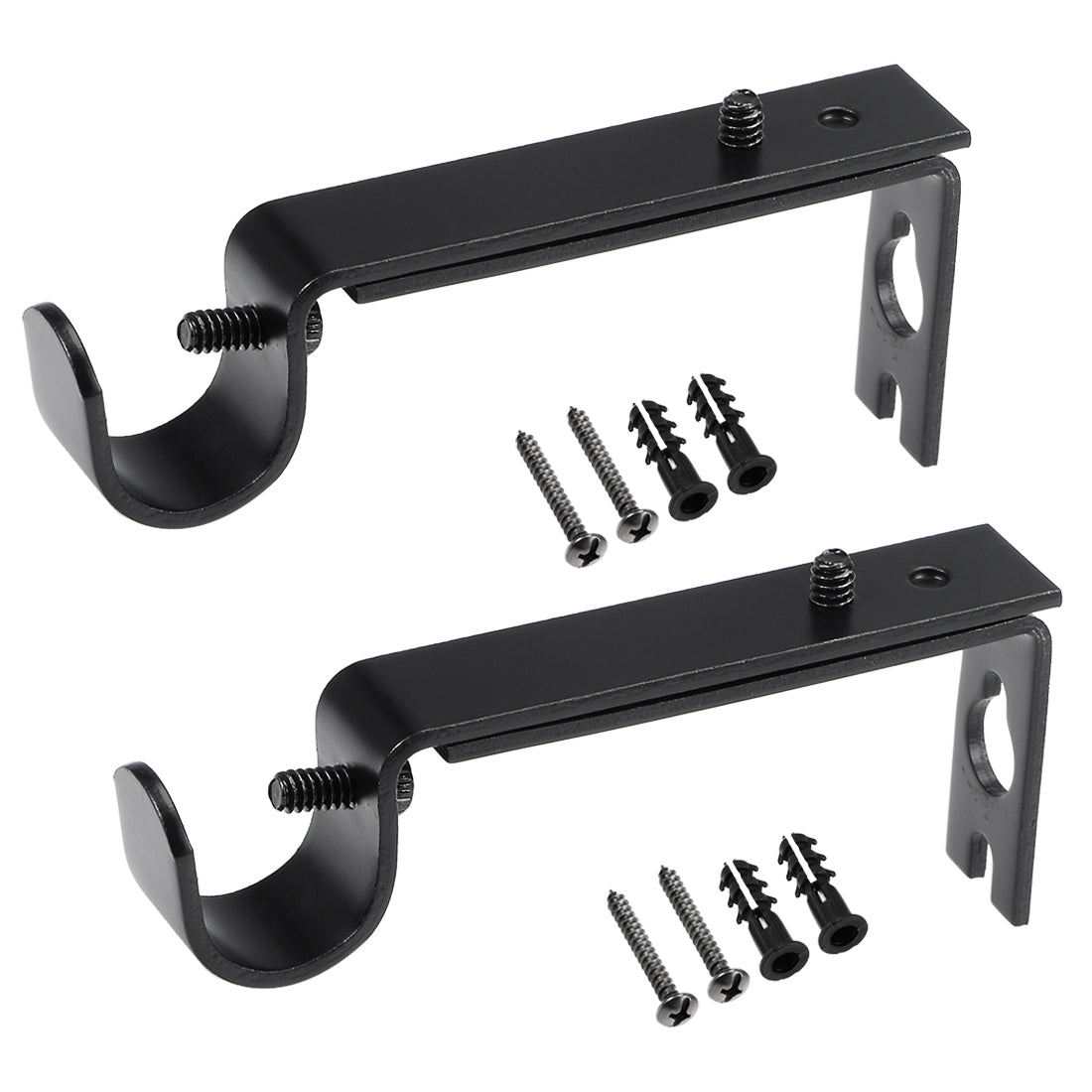 uxcell Uxcell Curtain Rod Bracket Iron Single Holder Support for 20mm Drapery Rod, 100 x 40 x 16mm Black 2Pcs
