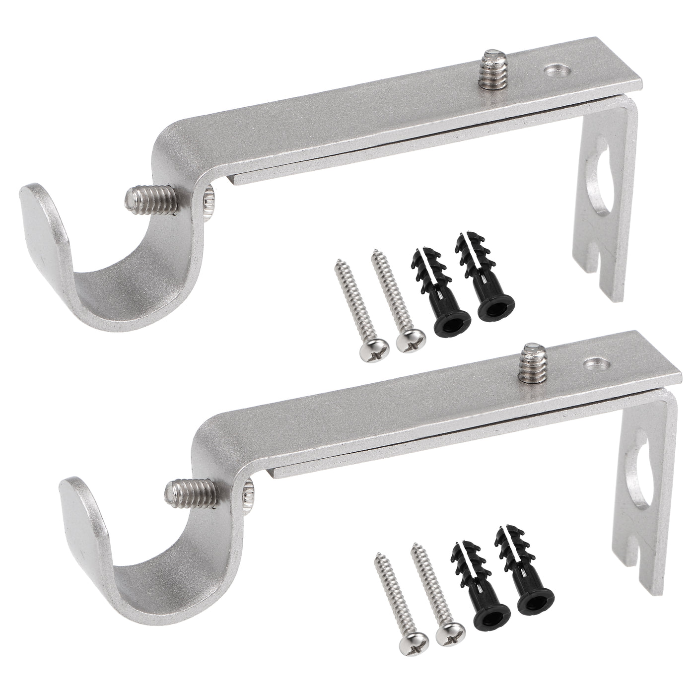 uxcell Uxcell Curtain Rod Bracket Iron Single Holder Support for 20mm Drapery Rod, 100 x 40 x 16mm Silver Tone 2Pcs