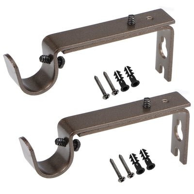 Harfington Uxcell Curtain Rod Bracket Iron Single Holder Support for 20mm Drapery Rod, 100 x 40 x 16mm Brown 2Pcs