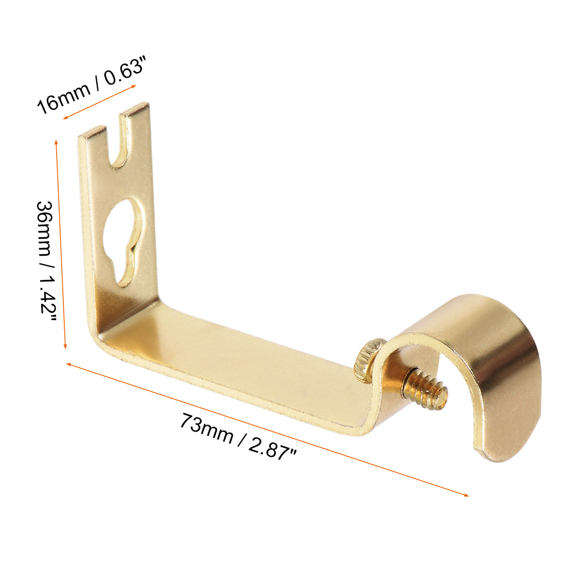 uxcell Uxcell Curtain Rod Bracket Iron Single Holder Support for 16mm Drapery Rod, 73 x 36 x 16mm Gold Tone 2Pcs