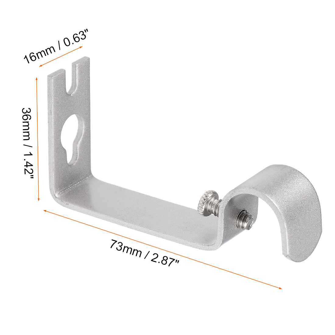 uxcell Uxcell Curtain Rod Bracket Iron Single Holder Support for 16mm Drapery Rod, 73 x 36 x 16mm Silver Tone 2Pcs