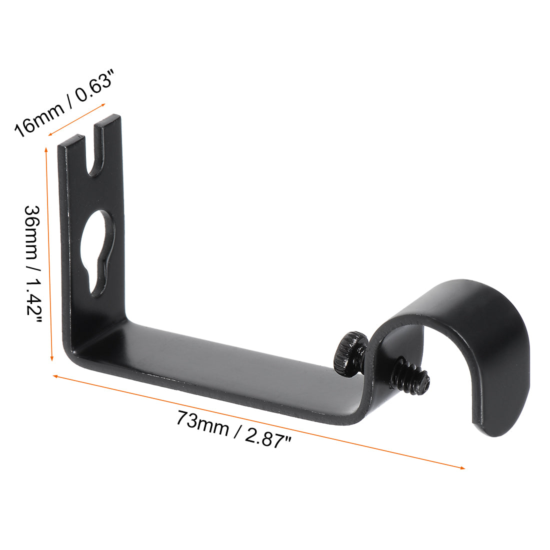 uxcell Uxcell Curtain Rod Bracket Iron Single Holder Support for 16mm Drapery Rod, 73 x 36 x 16mm Black 2Pcs