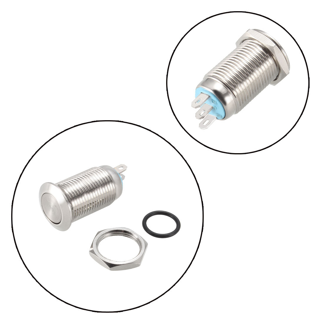 uxcell Uxcell Latching Metal Push Button Switch 10mm Mounting Dia 1NO 1NC COM DC 30V 0.1A 22.5 x 13.5mm