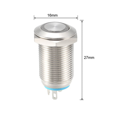 Harfington Uxcell Latching Metal Push Button Switch 12mm Mounting Dia 1NO 12V LED Light