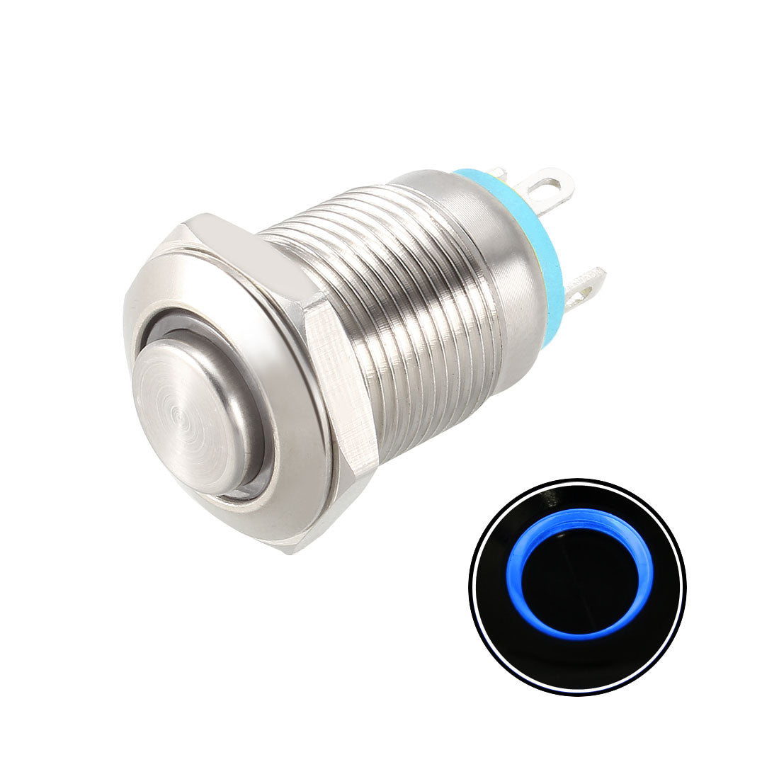 uxcell Uxcell Momentary Metal Push Button Switch High Head 12mm Mounting Dia 1NO 3-6V LED Light