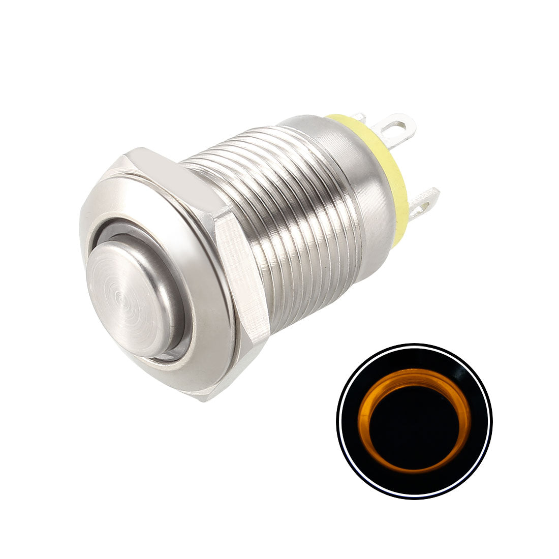 uxcell Uxcell Momentary Metal Push Button Switch High Head 12mm Mounting Dia 1NO 3-6V LED Light