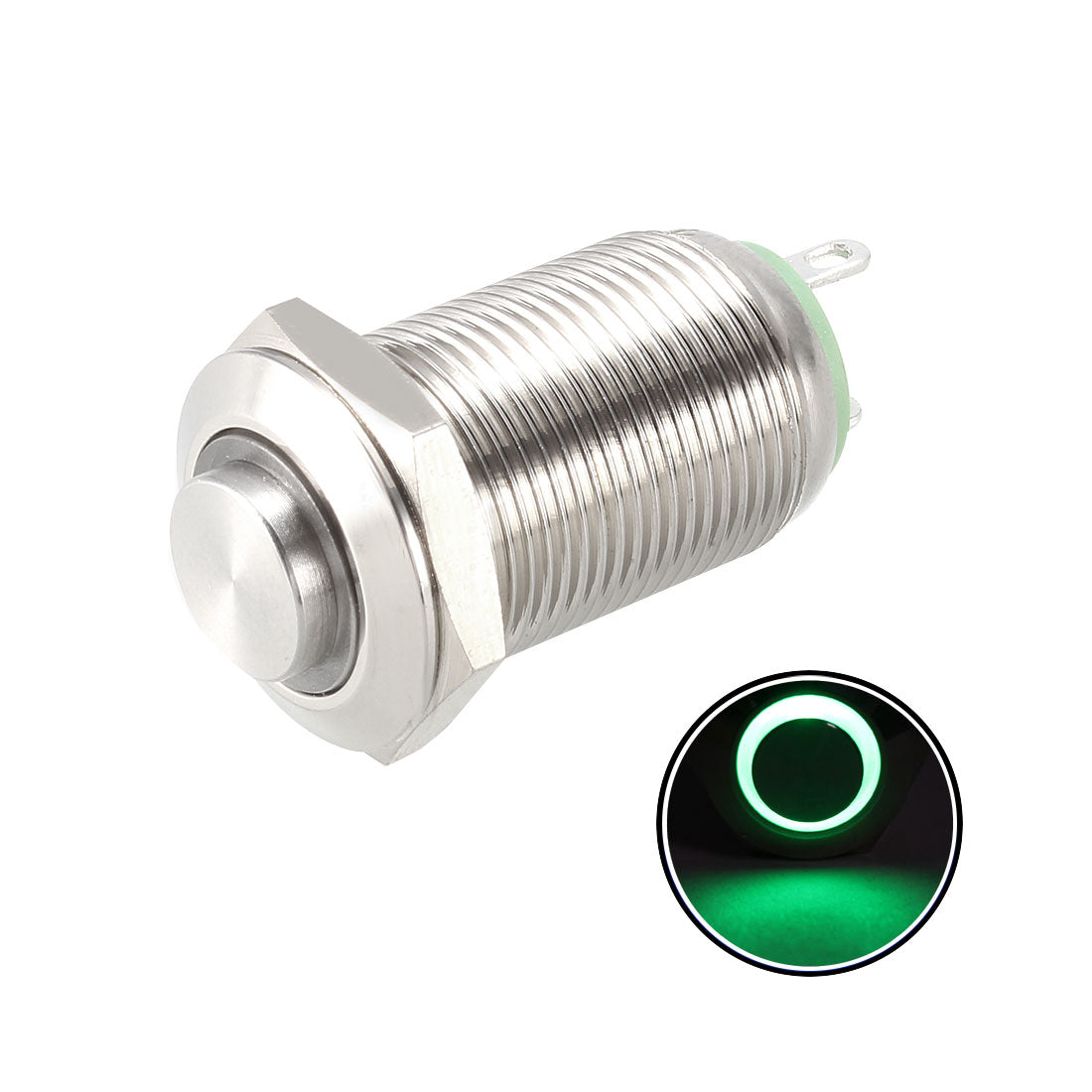 uxcell Uxcell Metal Push Button Switch High Head 12mm Mounting Dia 1NO 3-6V LED Light