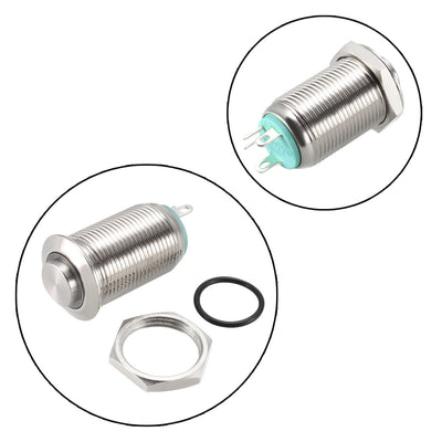 Harfington Uxcell Metal Push Button Switch High Head 12mm Mounting Dia 1NO 3-6V LED Light
