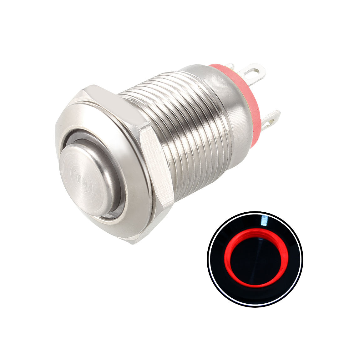 uxcell Uxcell Momentary Metal Push Button Switch High Head 12mm Mounting Dia 1NO 12V LED Light