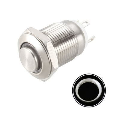 Harfington Uxcell Momentary Metal Push Button Switch High Head 12mm Mounting Dia 1NO 12V LED Light