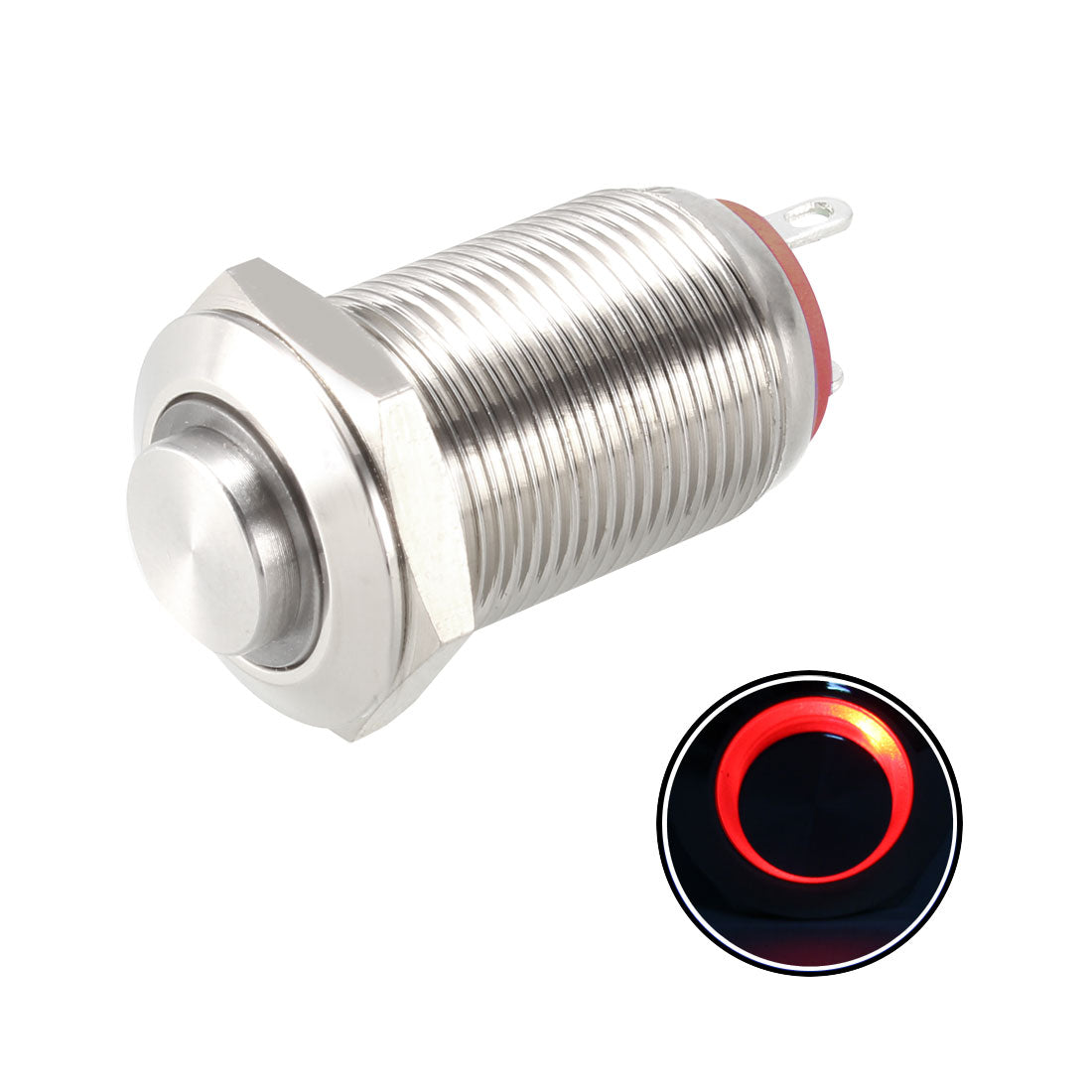 uxcell Uxcell Latching Metal Push Button Switch High Head Mounting Dia LED Light