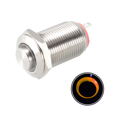 Harfington Uxcell Latching Metal Push Button Switch High Head Mounting Dia LED Light