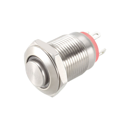 Harfington Uxcell Momentary Metal Push Button Switch High Head 12mm Mounting 1NO 24V Red LED