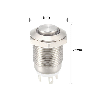 Harfington Uxcell Momentary Metal Push Button Switch High Head 12mm Mounting 1NO 24V Red LED