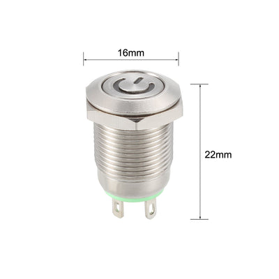 Harfington Uxcell Momentary Metal Push Button Switch Flat Head 12mm Mounting Dia 1NO 3-6V LED Light