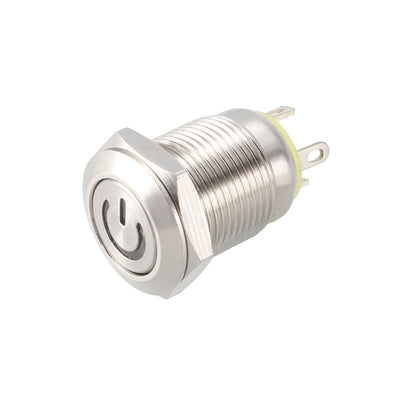 Harfington Uxcell Momentary Metal Push Button Switch Flat Head 12mm Mounting Dia 1NO 3-6V LED Light