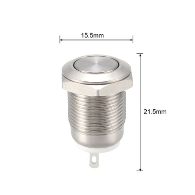 Harfington Uxcell Momentary Metal Push Button Switch Flat Head 12mm Mounting Dia 1NO AC250V 2A