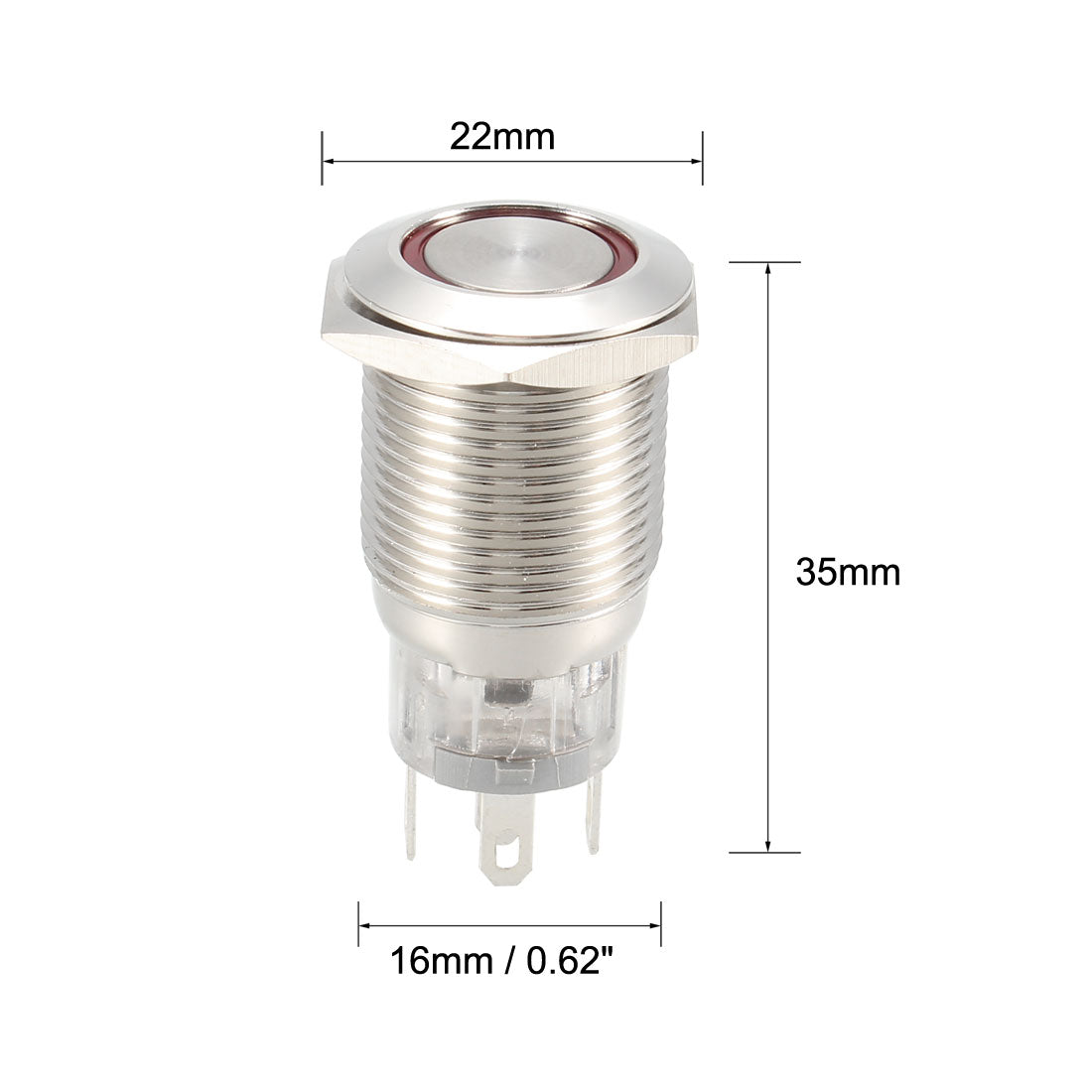 uxcell Uxcell Momentary Push Button Switch 16mm Mounting 1NC NO COM 12V LED with Socket Plug