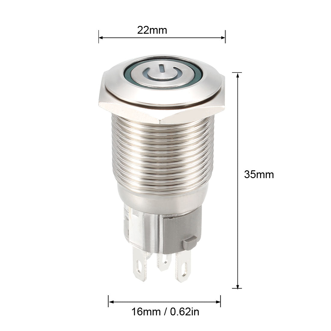 uxcell Uxcell Momentary Metal Push Button Switch 16mm Mounting 1NC NO COM 12V LED with Socket Plug