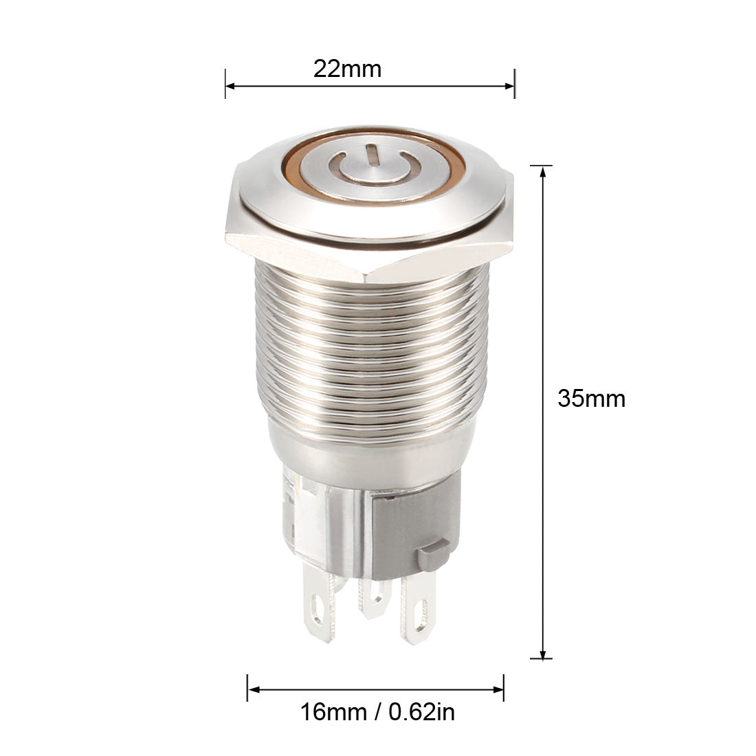 uxcell Uxcell Momentary Metal Push Button Switch 16mm Mounting 1NC NO COM 12V LED with Socket Plug