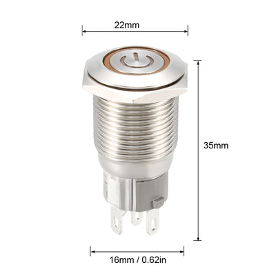 Harfington Uxcell Momentary Metal Push Button Switch 16mm Mounting 1NC NO COM 12V LED with Socket Plug