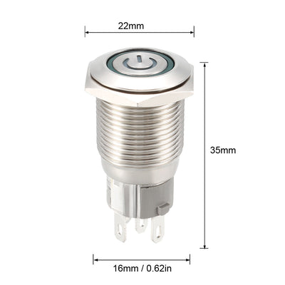 Harfington Uxcell Momentary Push Button Switch 16mm Mounting 1NC NO COM 24V Red LED with Socket