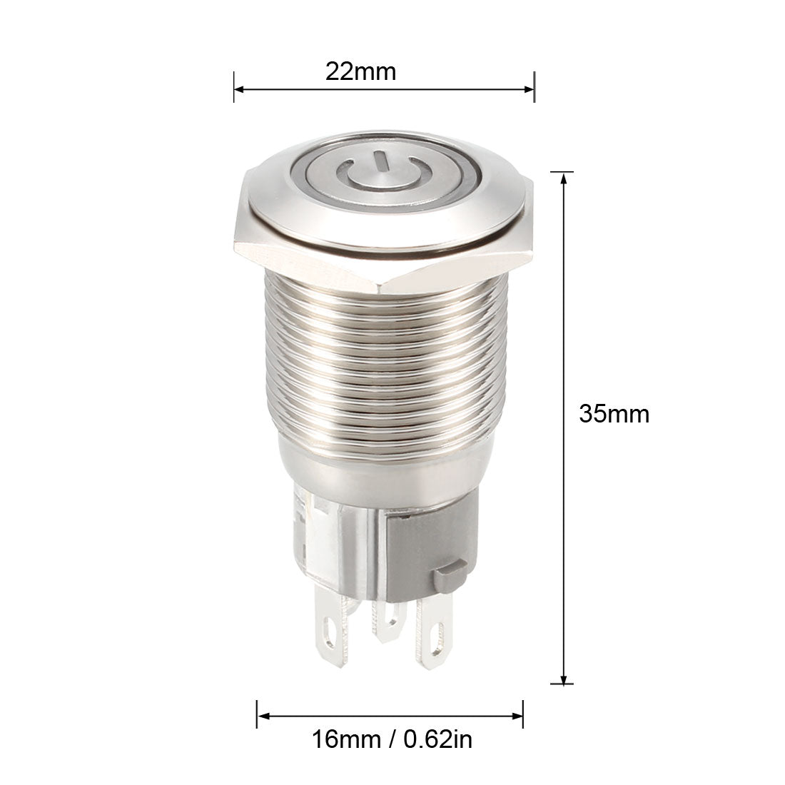 uxcell Uxcell Momentary Push Button Switch 16mm Mounting 1NC NO COM 24V Red LED with Socket