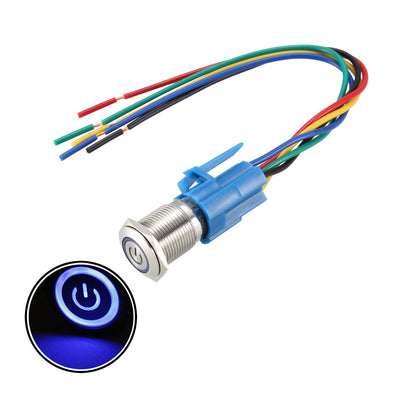 Harfington Uxcell Latching Push Button Switch 16mm Mounting 1NC NO COM 24V Red LED with Socket
