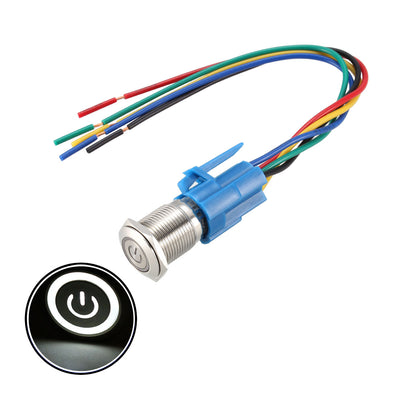 Harfington Uxcell Latching Push Button Switch 16mm Mounting 1NC NO COM 24V Red LED with Socket