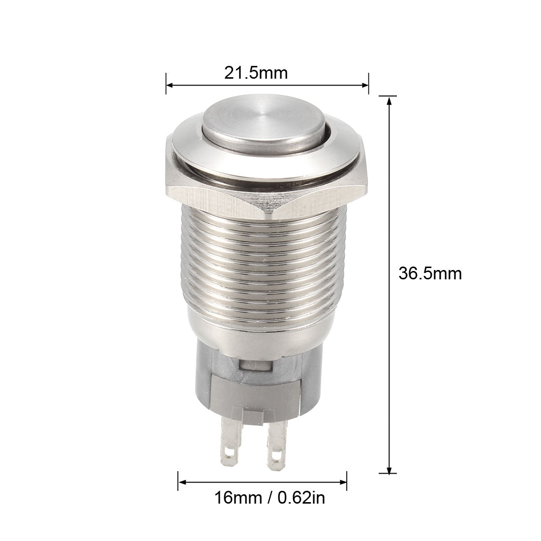 uxcell Uxcell Momentary Metal Push Button Switch High Head 16mm Mounting 2NC 2NO 2COM AC 250V 3A