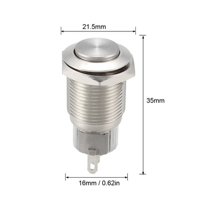 Harfington Uxcell Momentary Metal Push Button Switch High Head 16mm Mounting NC NO COM AC 250V 5A Bulge Type