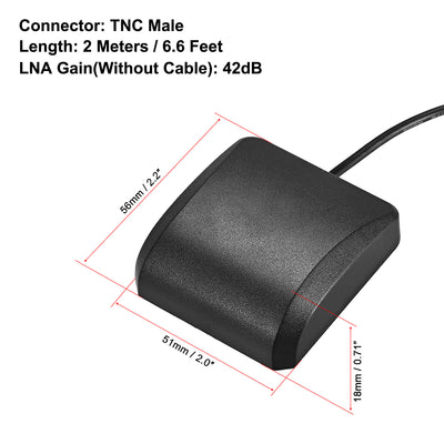 Harfington Uxcell GPS GNSS Active Antenna TNC Male Plug 42dB Magnetic Mount 2 Meters Wire L