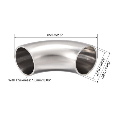 Harfington Uxcell Stainless Steel Vacuum Fitting Elbow 90 Degree Polished 0.98 Inch Tube OD 2pcs
