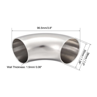 Harfington Uxcell Stainless Steel 304 Vacuum Fitting Elbow 90 Degree Polished 1.5 Inch Tube OD