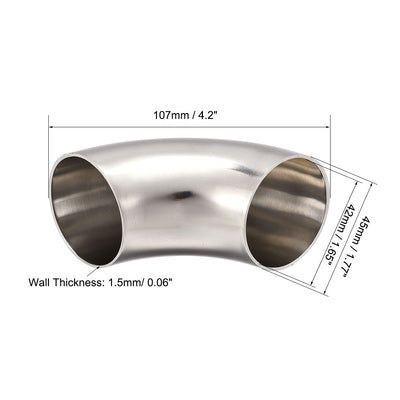 Harfington Uxcell Stainless Steel 304 Vacuum Fitting Elbow 90 Degree Polished 1.77 Inch Tube OD