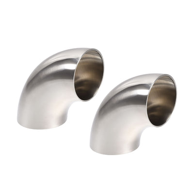 Harfington Uxcell Stainless Steel Vacuum Fitting Elbow 90 Degree Polished 1.77 Inch Tube OD 2pcs