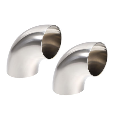 Harfington Uxcell Stainless Steel Vacuum Fitting Elbow 90 Degree Polished 2 Inch Tube OD 2pcs