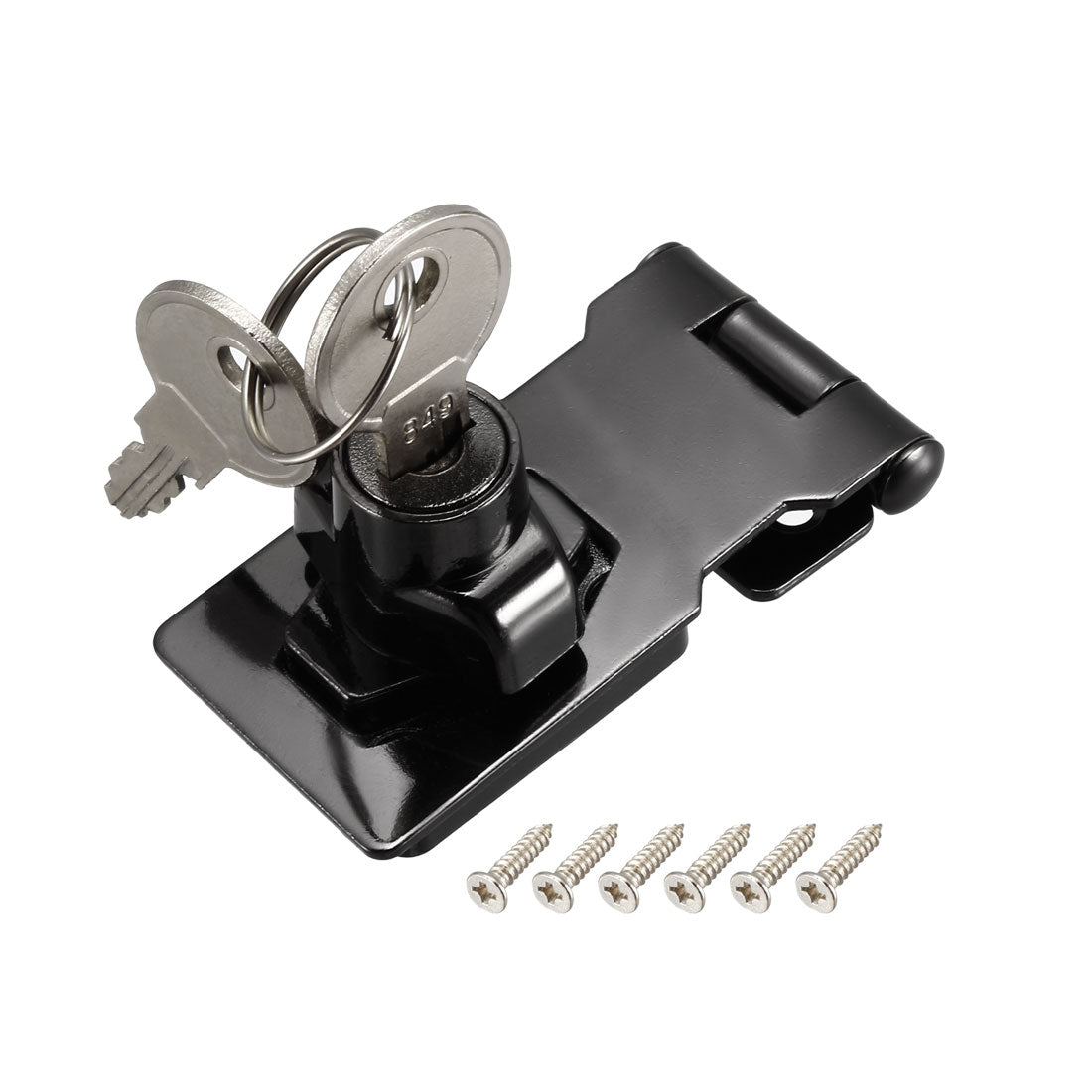 uxcell Uxcell Keyed Hasp Lock 80mm Twist Knob Keyed Locking Hasp for Door Cabinet Keyed Different Bright Black 2 Pcs