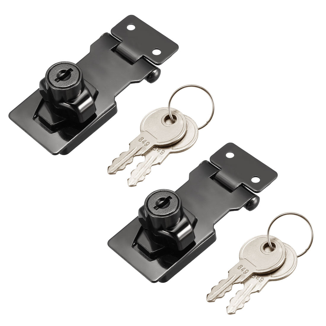 uxcell Uxcell Keyed Hasp Lock 80mm Twist Knob Keyed Locking Hasp for Door Cabinet Keyed Different Bright Black 2 Pcs
