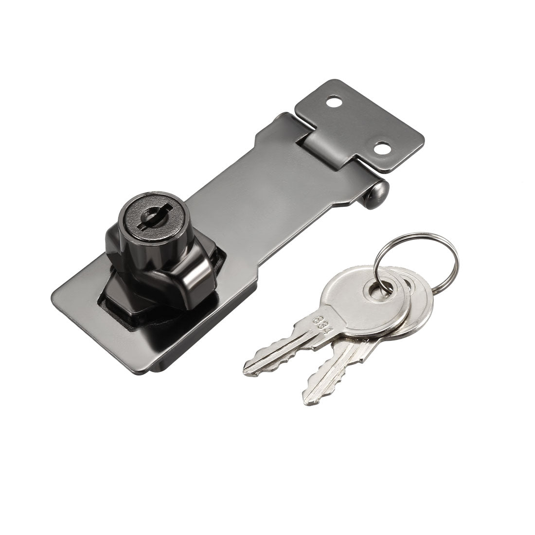 uxcell Uxcell Keyed Hasp Lock 94mm Twist Knob Keyed Locking Hasp for Door Cabinet Keyed Different Bright Black