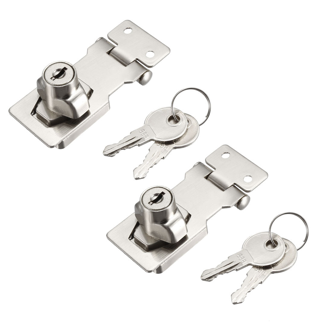 uxcell Uxcell Keyed Hasp Lock 80mm Twist Knob Keyed Locking Hasp for Door Cabinet Keyed Alike Silver Tone 2 Pcs