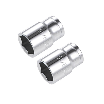 uxcell Uxcell 2 Pcs 3/8-inch Drive 9/16-inch 6-Point Shallow Socket, Cr-V